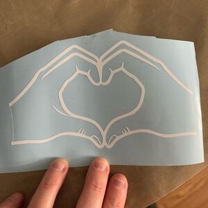 Heart Hands- Glossy White- Vinyl Decal